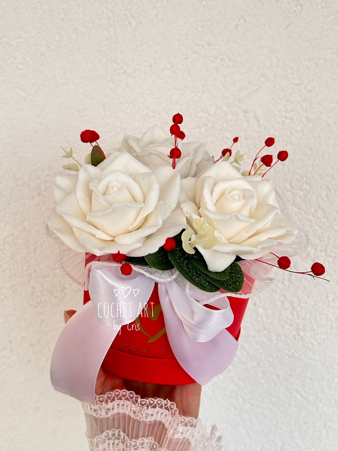 Aranjament inima cu Trandafiri din baza de sapun - casă & stil de viață - decorațiuni de casă - accesorii florale - cutii cu flori - Artynos.ro