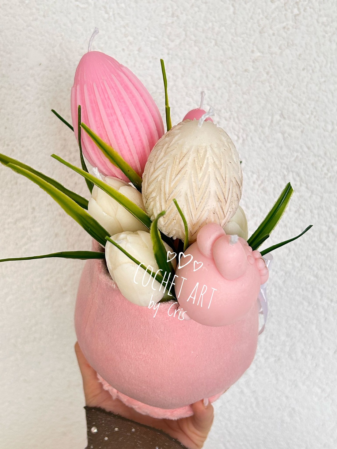 Aranjament pentru masa de Paste  cu oua si Lalele - decor de sărbători - decorațiuni de paște - decor masă de paște - Artynos.ro