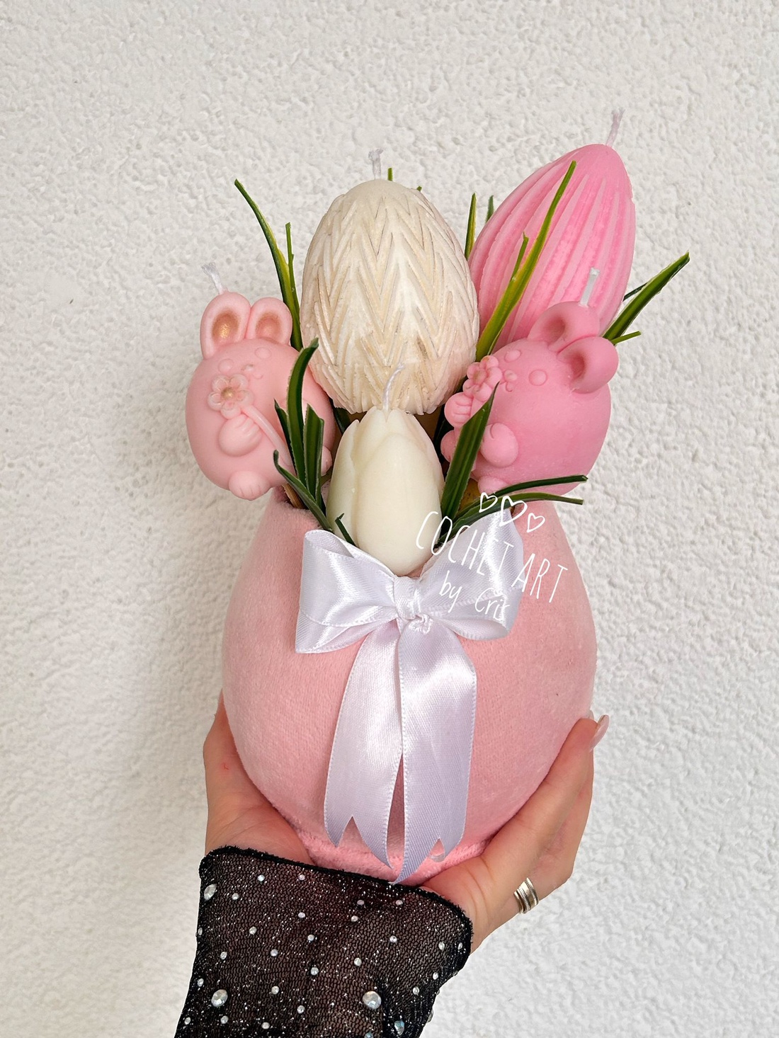 Aranjament pentru masa de Paste  cu oua si Lalele - decor de sărbători - decorațiuni de paște - decor masă de paște - Artynos.ro