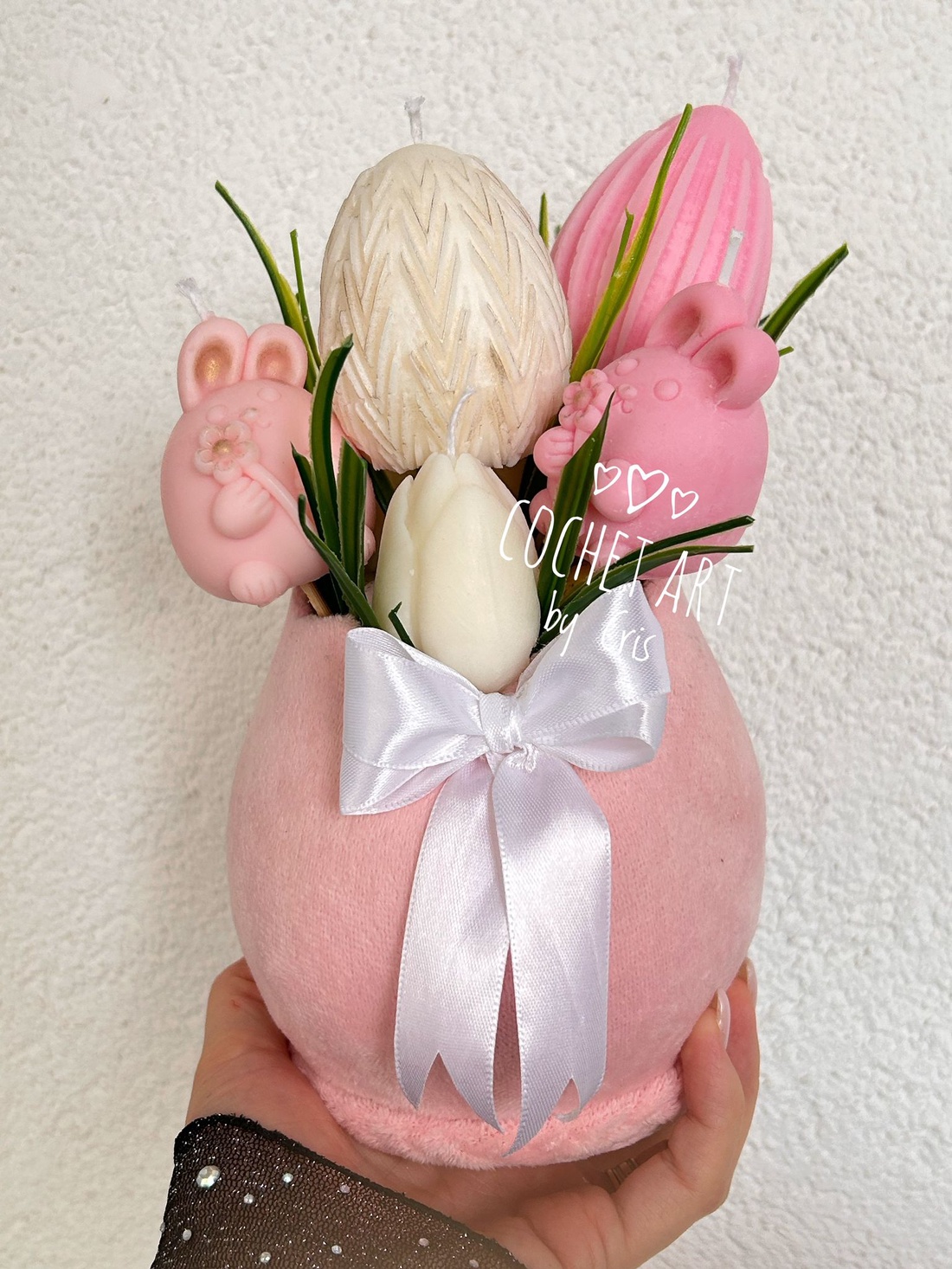 Aranjament pentru masa de Paste  cu oua si Lalele - decor de sărbători - decorațiuni de paște - decor masă de paște - Artynos.ro