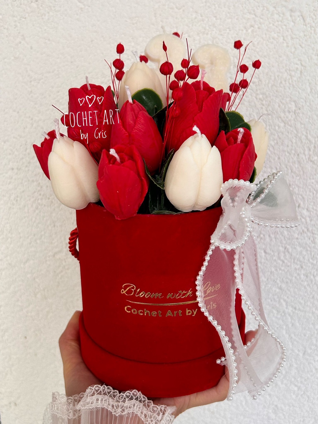 Cutie cu flori din ceara naturala de soia - casă & stil de viață - decorațiuni de casă - accesorii florale - cutii cu flori - Artynos.ro