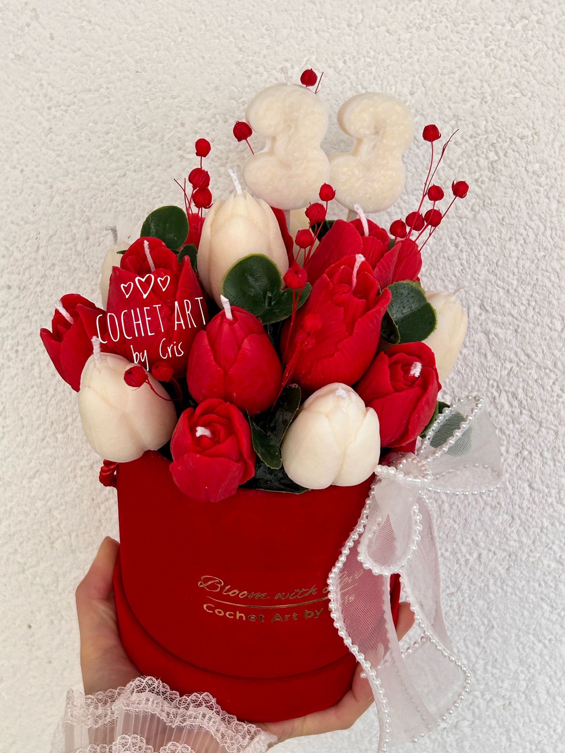 Cutie cu flori din ceara naturala de soia - casă & stil de viață - decorațiuni de casă - accesorii florale - cutii cu flori - Artynos.ro