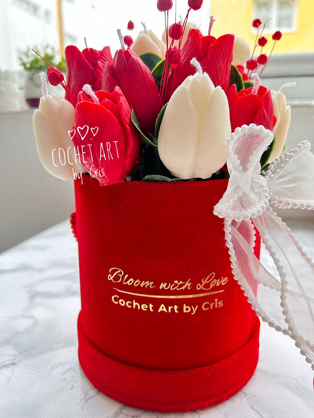 Cutie cu flori din ceara naturala de soia - casă & stil de viață - decorațiuni de casă - accesorii florale - cutii cu flori - Artynos.ro