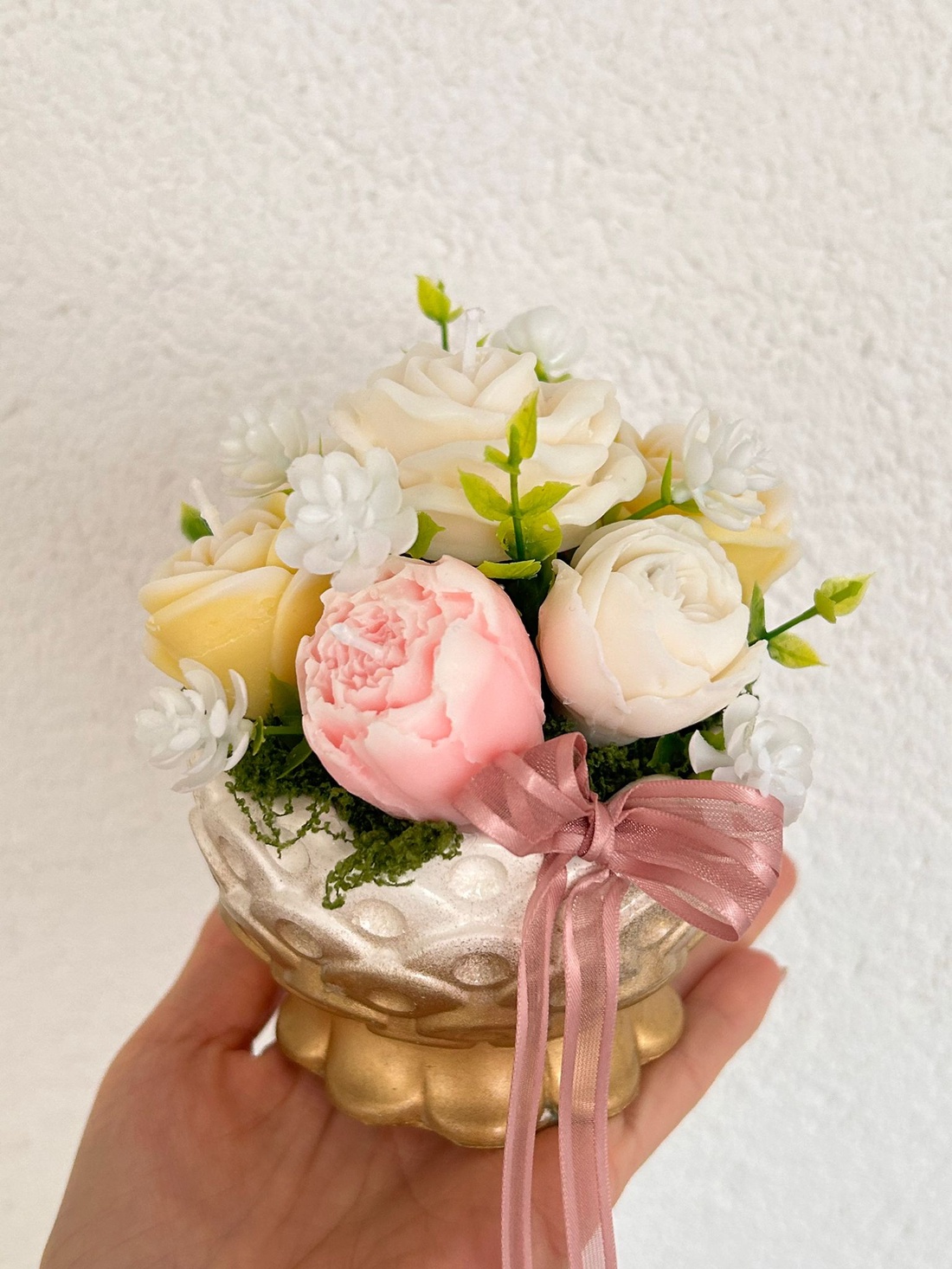 Aranjament flori de sapun in recipient ceramic - casă & stil de viață - decorațiuni de casă - accesorii florale - buchete de flori - Artynos.ro