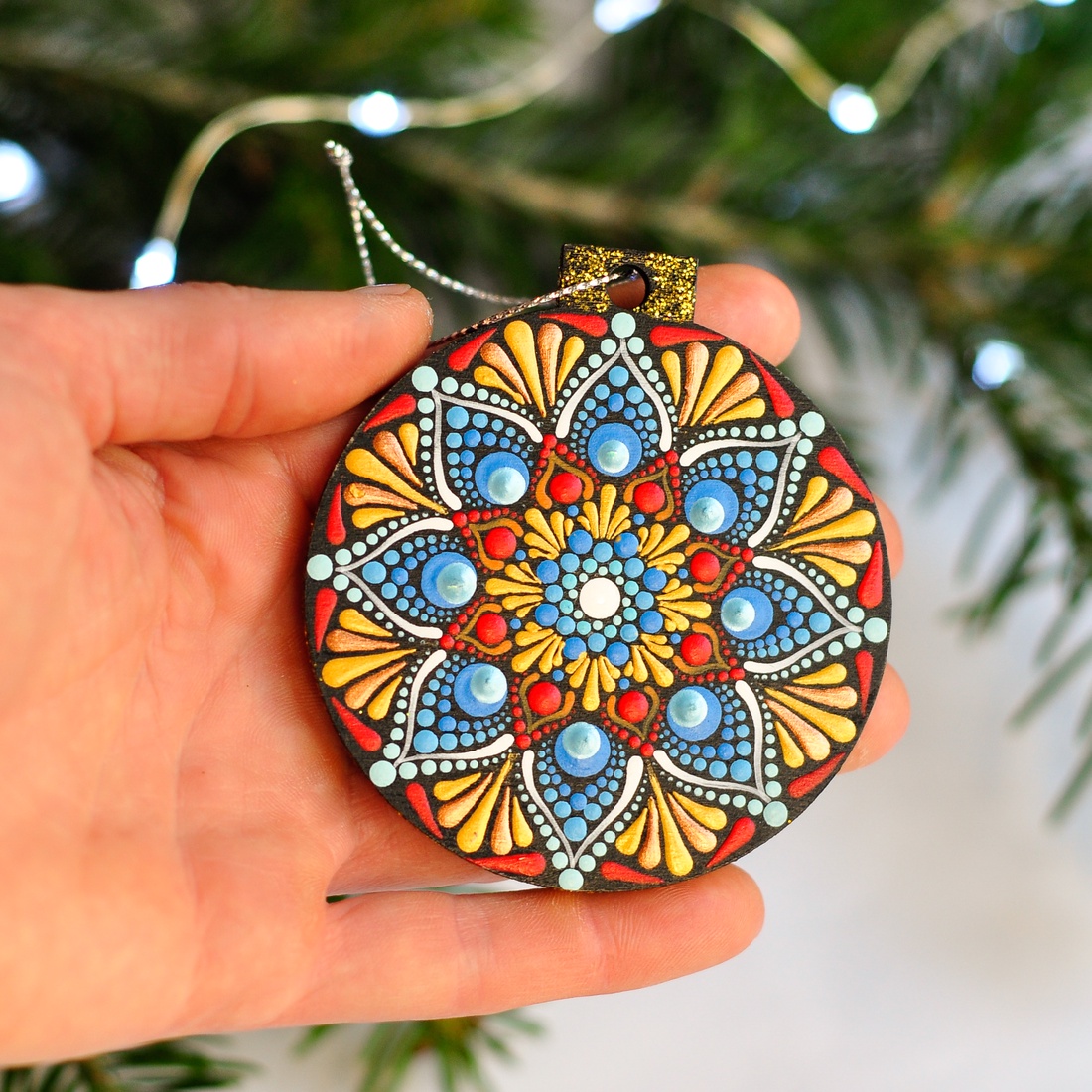 Glob Mandala O Christmas Tree! Blue - crăciun - decorațiuni de crăciun de casă - globuri de crăciun - Artynos.ro
