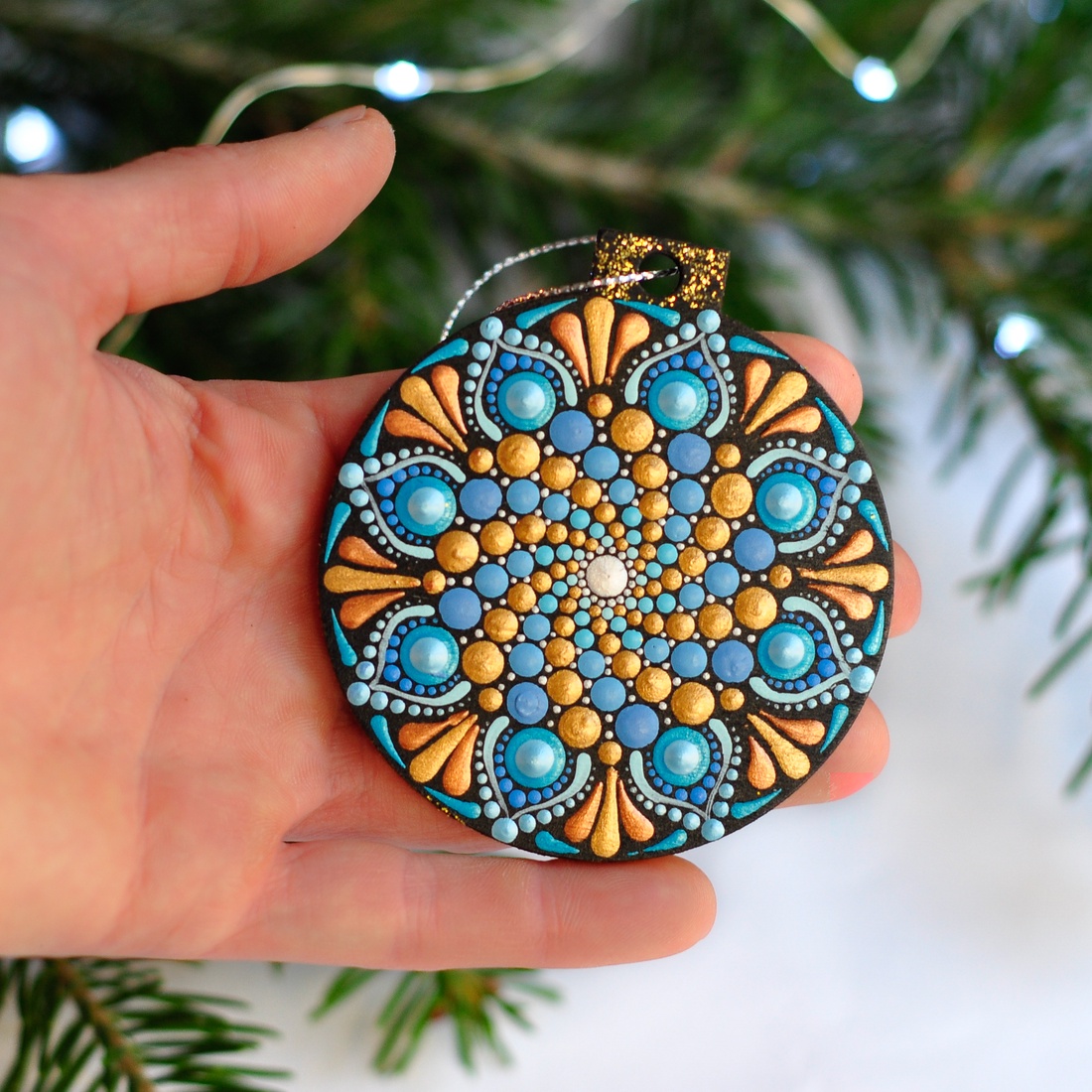 Glob Mandala Ice Flower Blue - crăciun - decorațiuni de crăciun de casă - globuri de crăciun - Artynos.ro