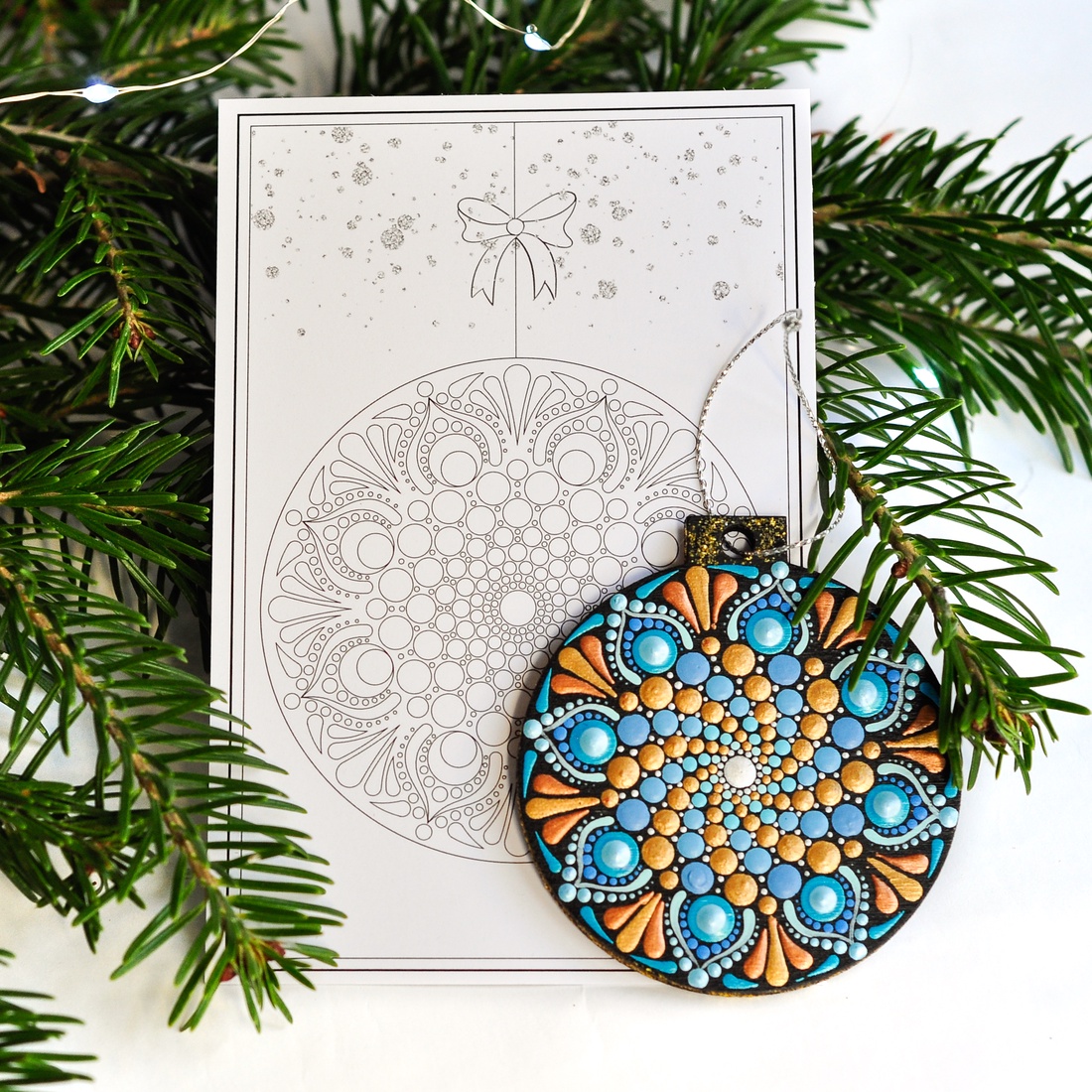 Glob Mandala Ice Flower Blue - crăciun - decorațiuni de crăciun de casă - globuri de crăciun - Artynos.ro