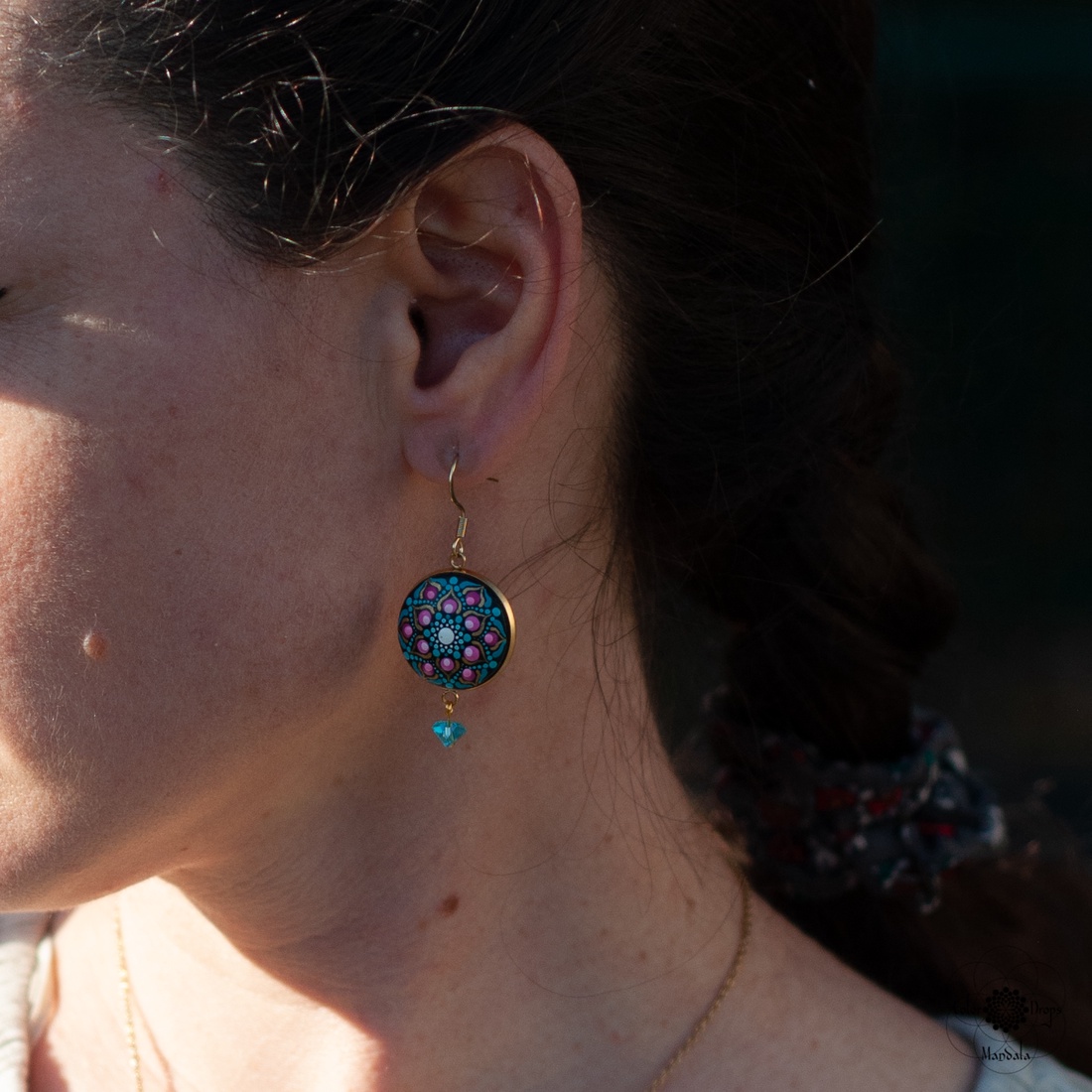 Cercei Mandala Autumn's call - bijuterii - cercei - cercei din lemn - Artynos.ro