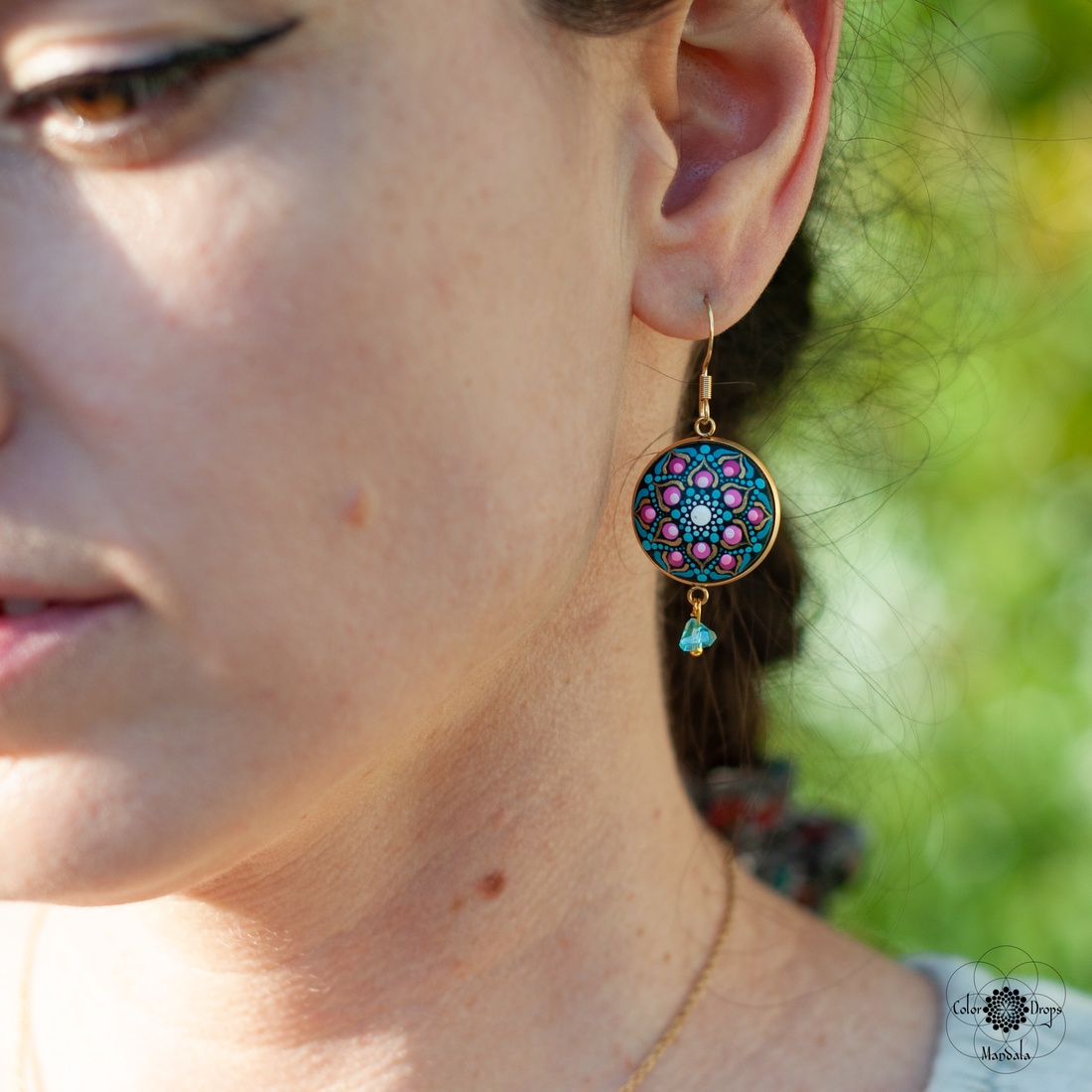 Cercei Mandala Autumn's call - bijuterii - cercei - cercei din lemn - Artynos.ro