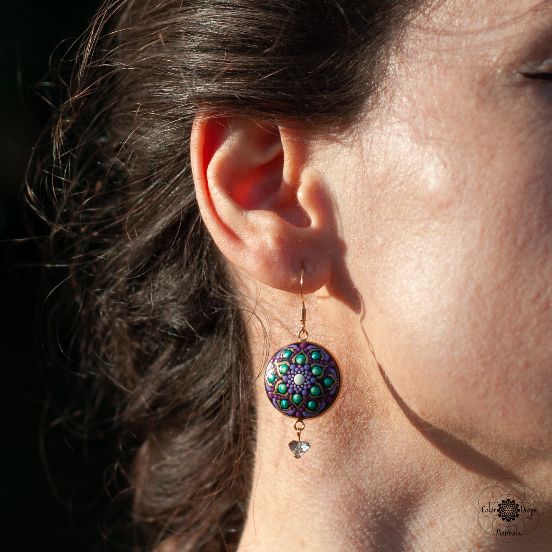 Cercei Mandala Fall's Whisper - bijuterii - cercei - cercei din lemn - Artynos.ro