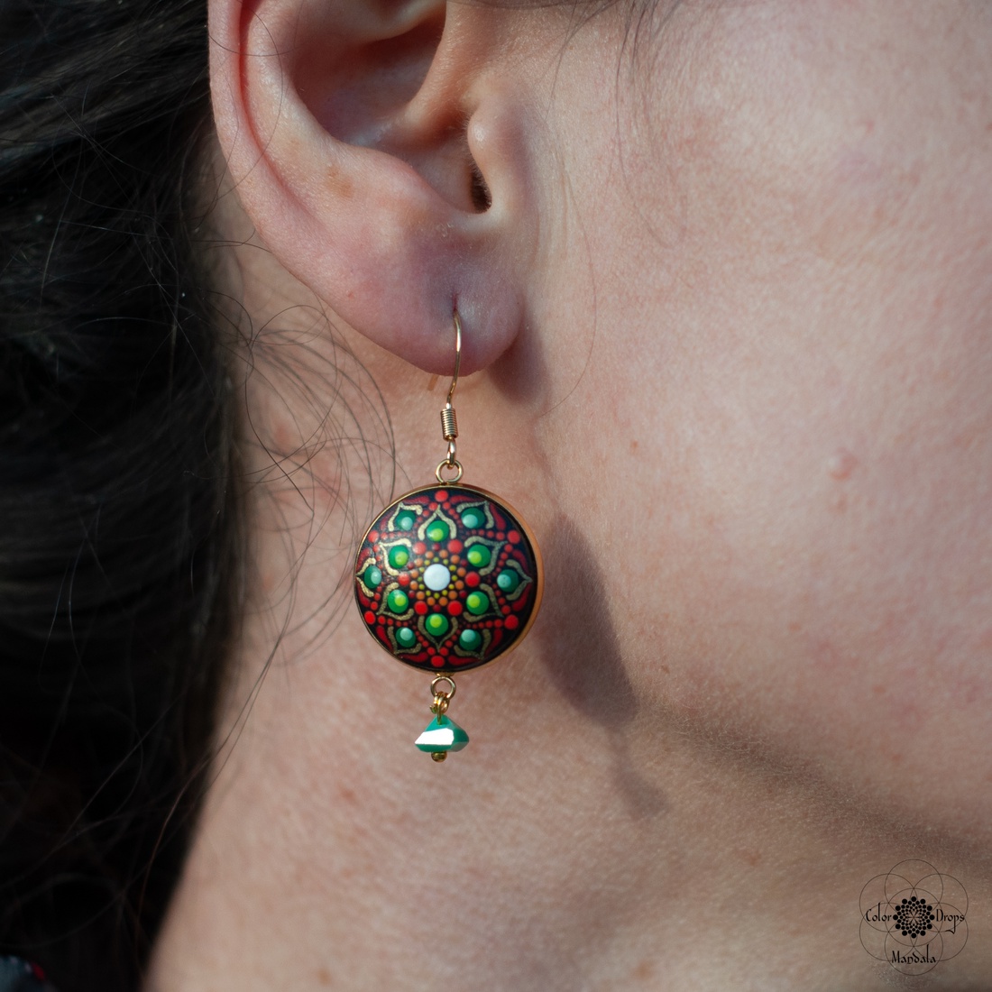 Cercei Mandala Earthy Vibes - bijuterii - cercei - cercei din lemn - Artynos.ro