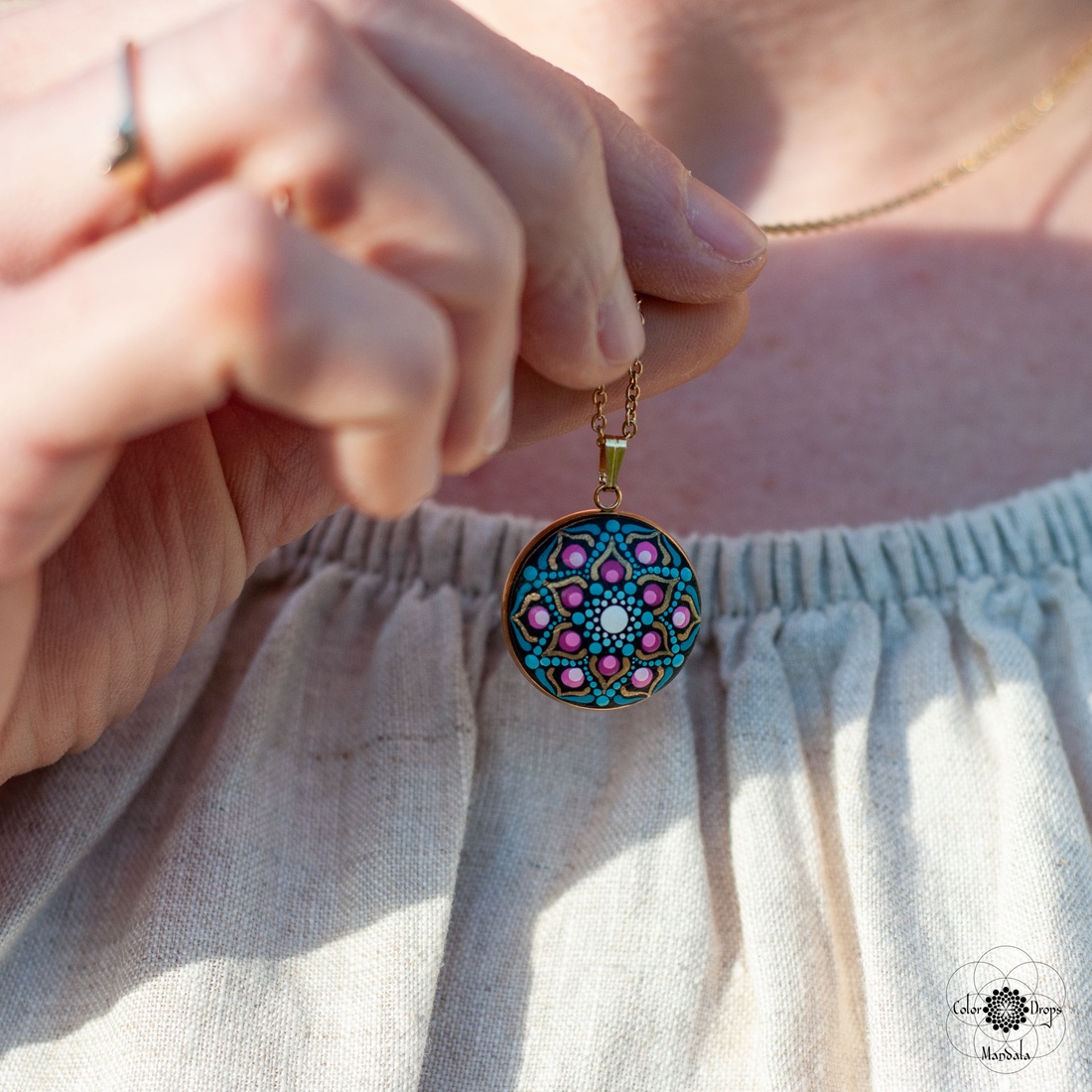 Colier Mandala Autumn's call MINI - bijuterii - coliere - coliere cu pandative - Artynos.ro
