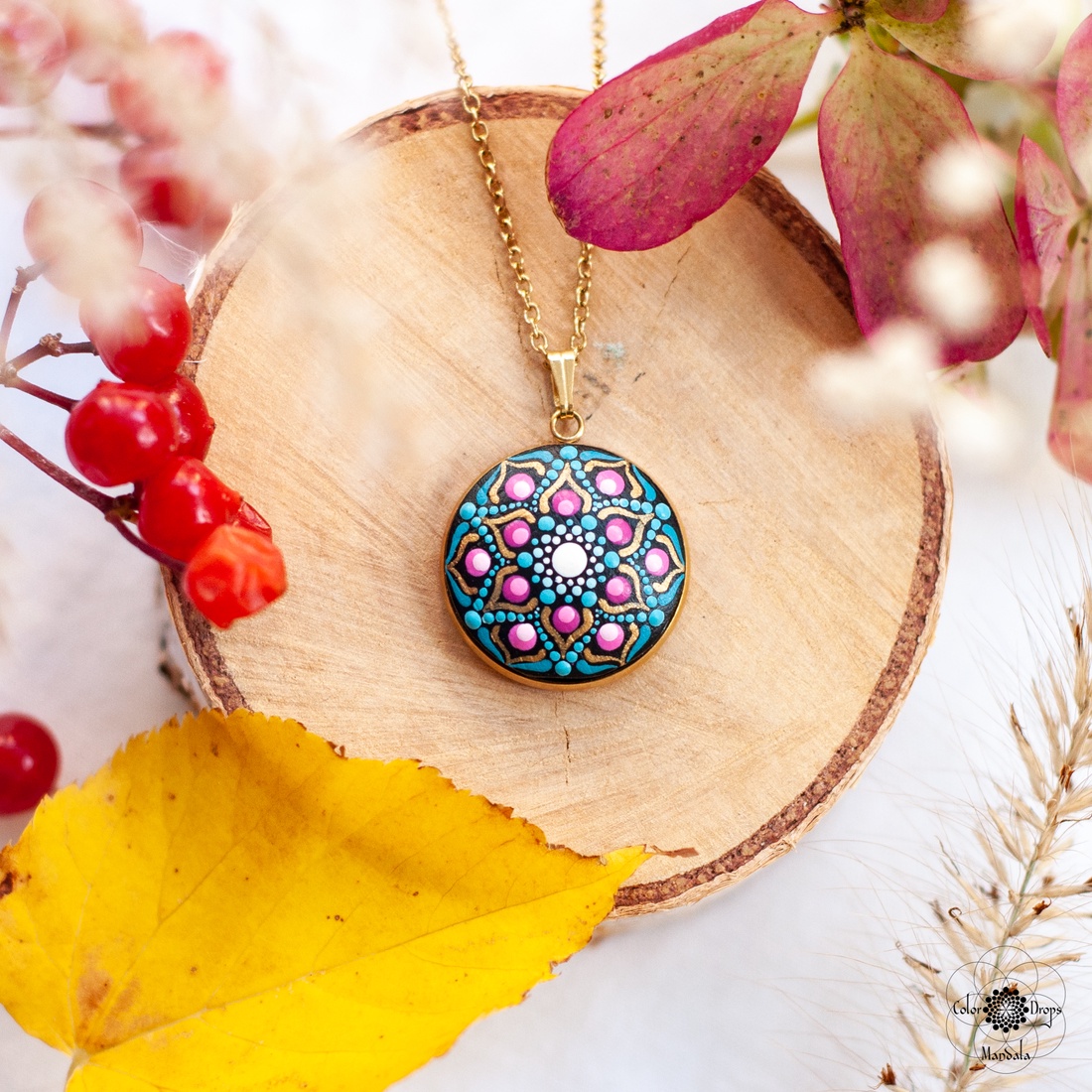 Colier Mandala Autumn's call MINI - bijuterii - coliere - coliere cu pandative - Artynos.ro