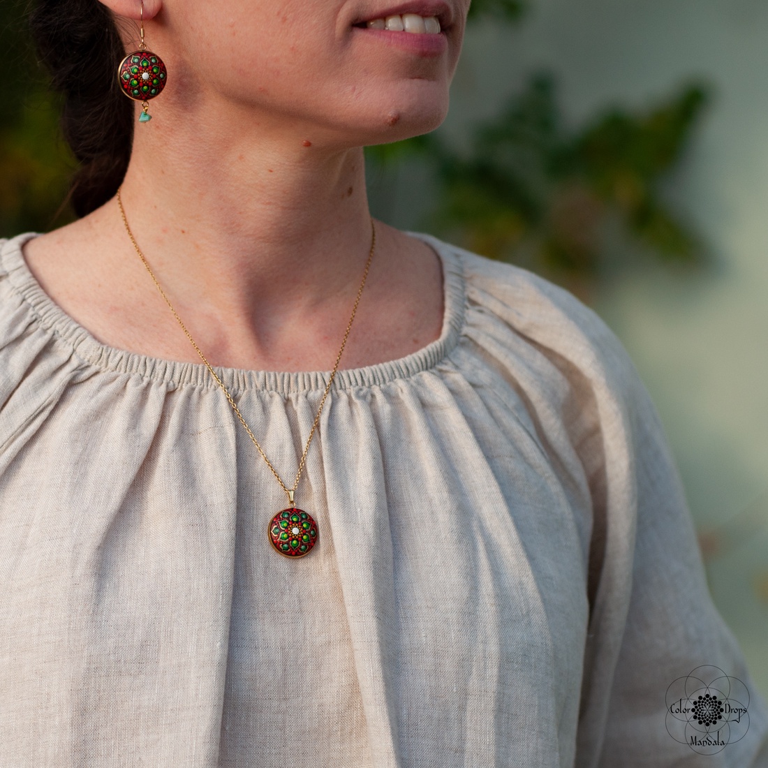 Colier Mandala Earthy Vibes MINI - bijuterii - coliere - coliere cu pandative - Artynos.ro