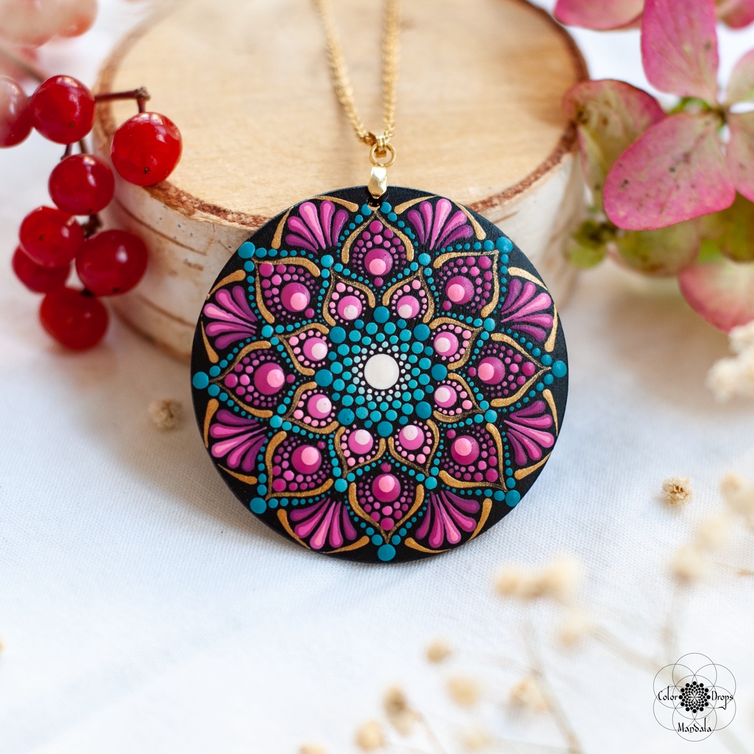 Colier Mandala Autumn's call - bijuterii - coliere - coliere cu pandative - Artynos.ro