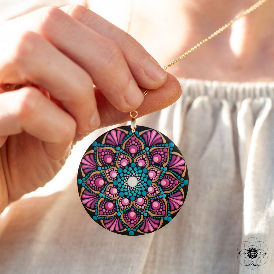 Colier Mandala Autumn's call - bijuterii - coliere - coliere cu pandative - Artynos.ro