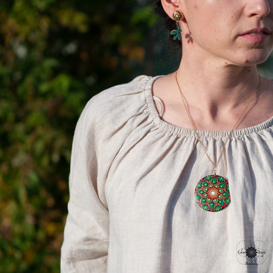 Colier Mandala Earthy Vibes - bijuterii - coliere - coliere cu pandative - Artynos.ro