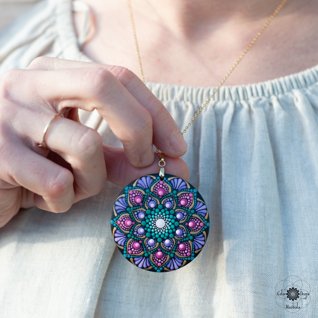 Colier Mandala Joyful Fall - bijuterii - coliere - coliere cu pandative - Artynos.ro