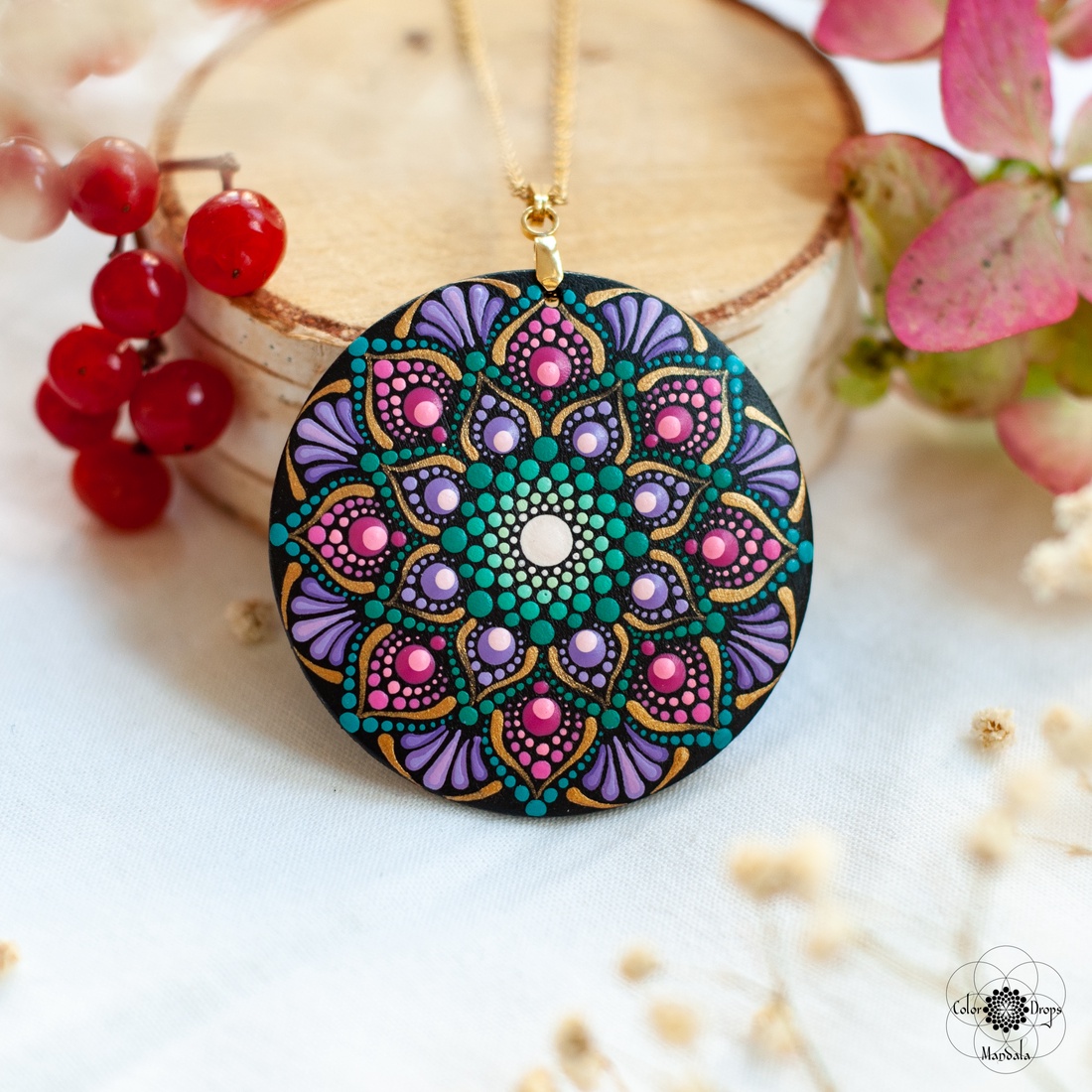 Colier Mandala Joyful Fall - bijuterii - coliere - coliere cu pandative - Artynos.ro