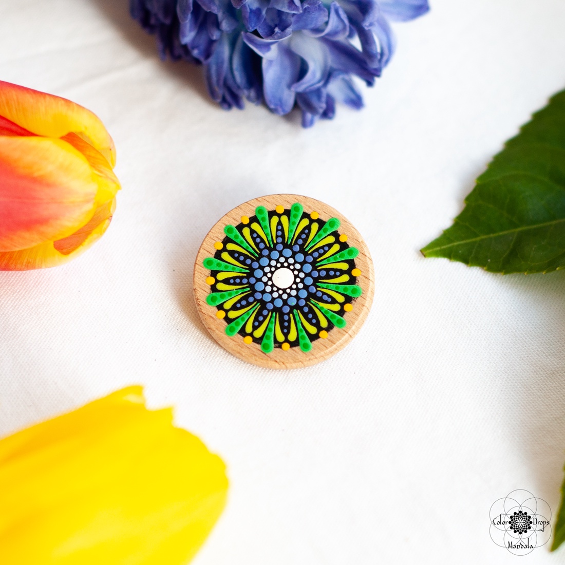 Mărțișor tip broșă - Albastru și Verde - bijuterii - mărțișor - Artynos.ro