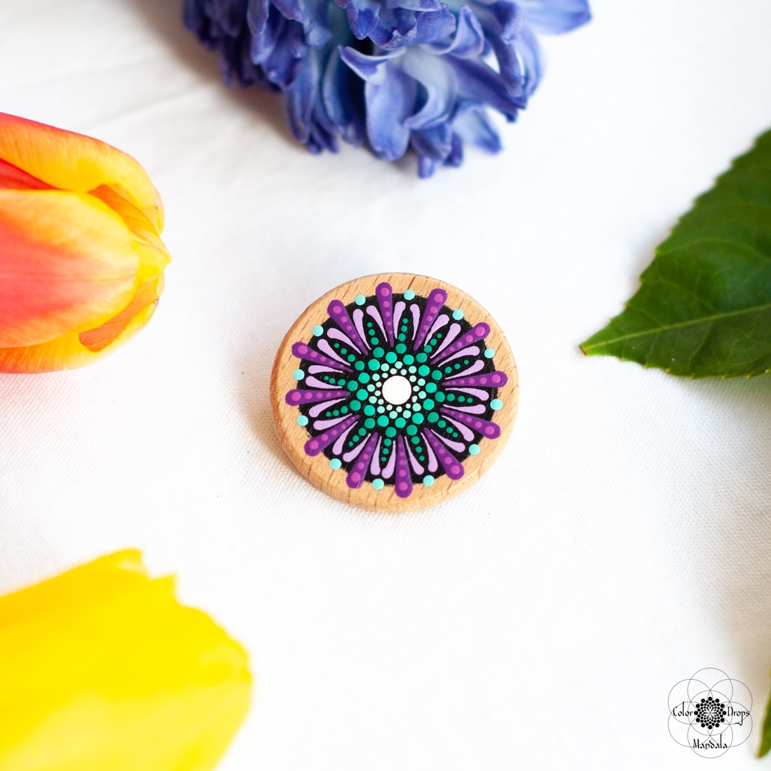 Mărțișor tip broșă - Verde și Mov - bijuterii - mărțișor - Artynos.ro