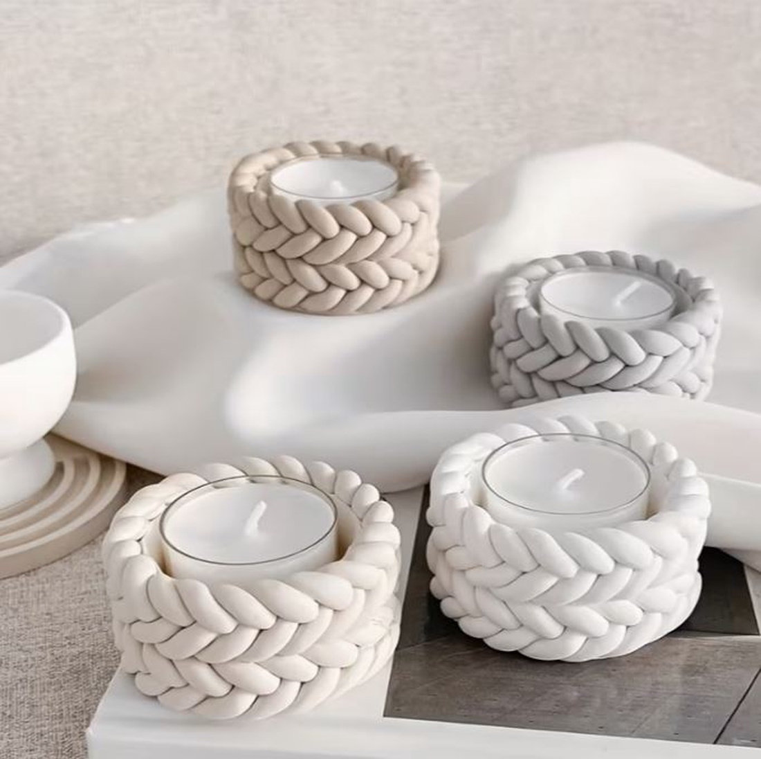 Suport decorativ pentru lumânare tip pastilă - model frânghie - casă & stil de viață - lumânări, parfumuri, arome - felinar cu lumânare - Artynos.ro