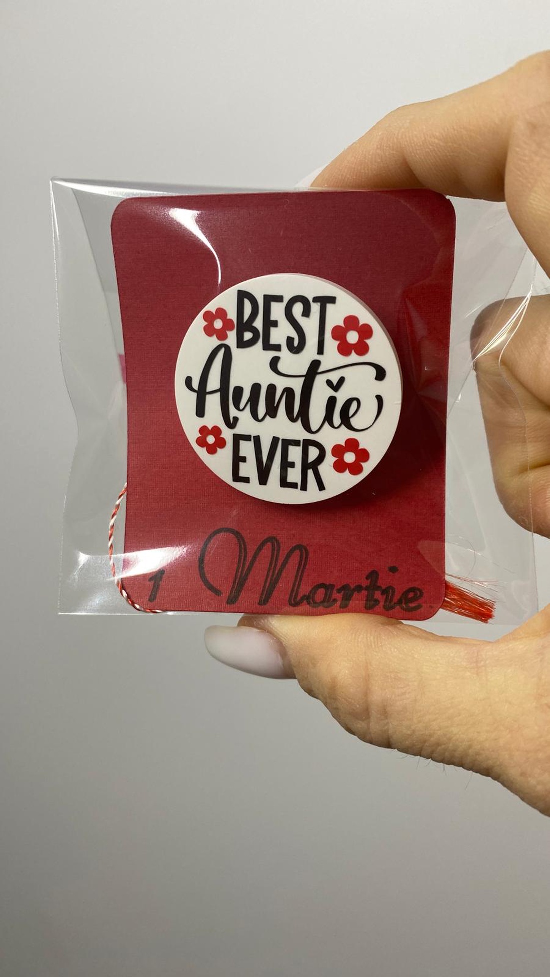 Broșă - 3.5 cm - Best auntie ever - bijuterii - broșe - Artynos.ro