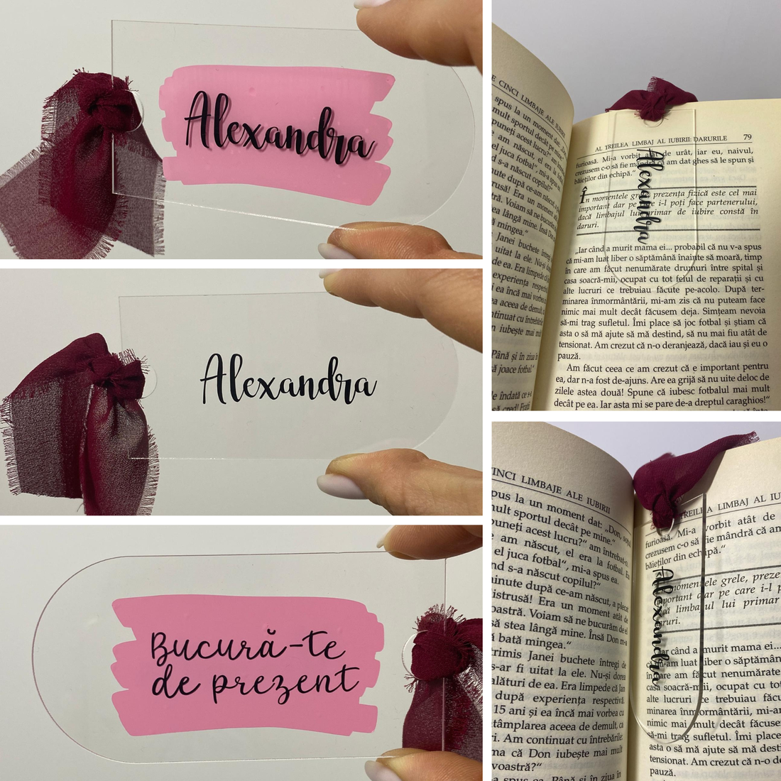 Card de masă acrilic personalizat (2 în 1 � place card și semn de carte) - accesorii nuntă - invitații și felicitări de nuntă - carduri de așezare nuntă  - Artynos.ro