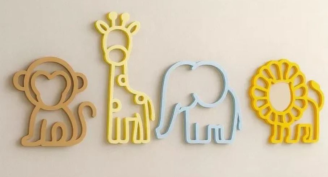 Set 4 animalute perete - camera copiilor - casă & stil de viață - echipament pentru camera copiilor - decorațiuni de cameră - Artynos.ro