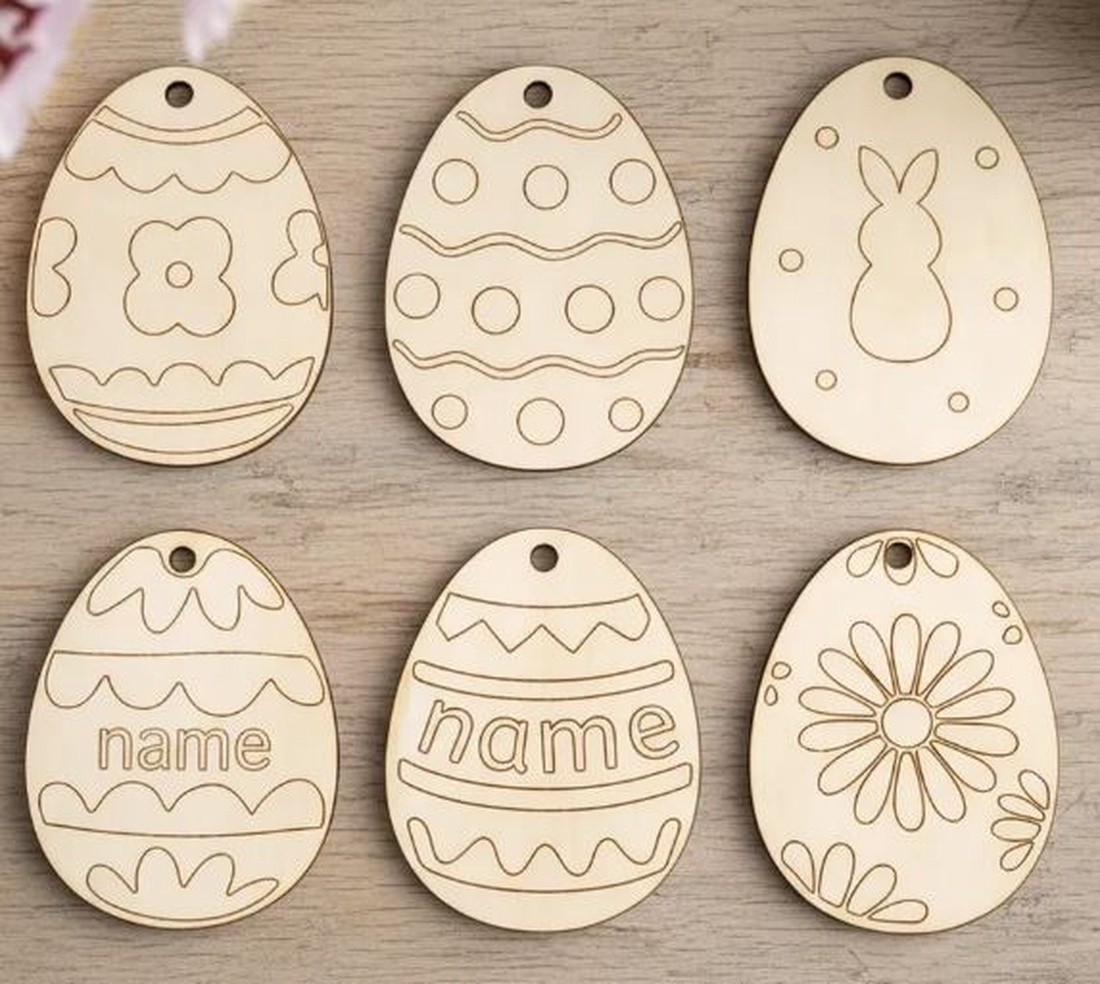 Set 2 oua lemn de colorat sau pictat - Paste - îmbrăcăminte și modă - haine bebeluși și copii - recuzită fotografie nou-născuți - Artynos.ro