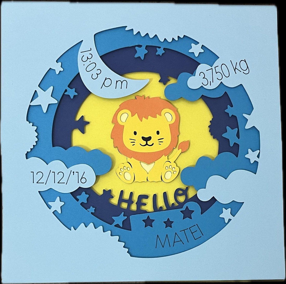 Ramă personalizata cu datele bebelușului - băiețel - jucării și echipamente pentru copii - cadouri baby shower - Artynos.ro