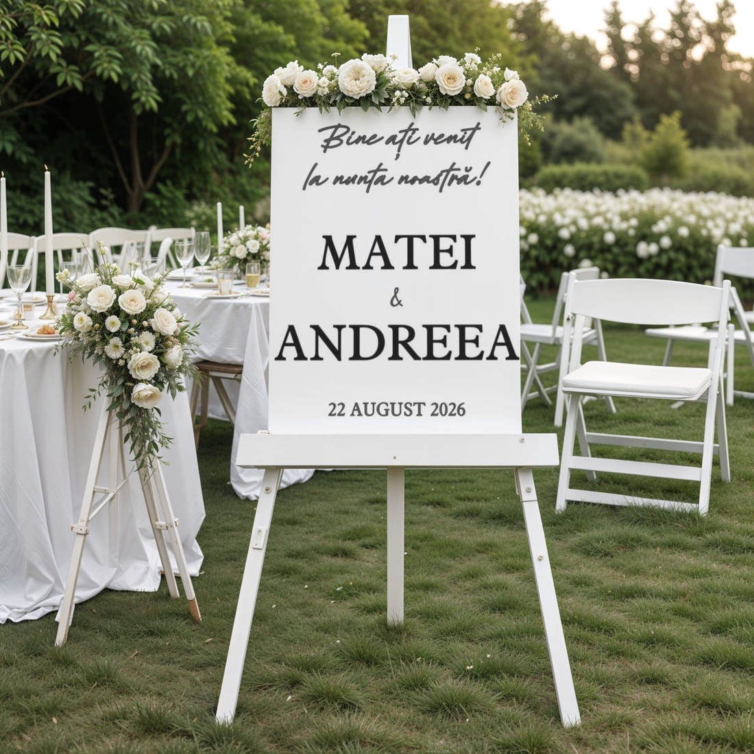 Semn de bun venit la nuntă � placă acrilică personalizată (fără șevalet) - accesorii nuntă - materiale decor pentru nuntă - tablouri și indicatoare nuntă - Artynos.ro