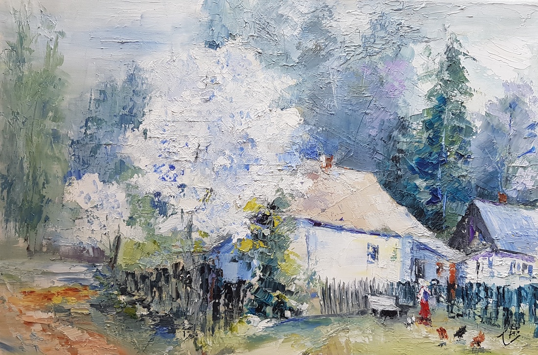 Primăvara-n satul meu - arte vizuale și accesorii  - picturi - pictură în ulei - Artynos.ro