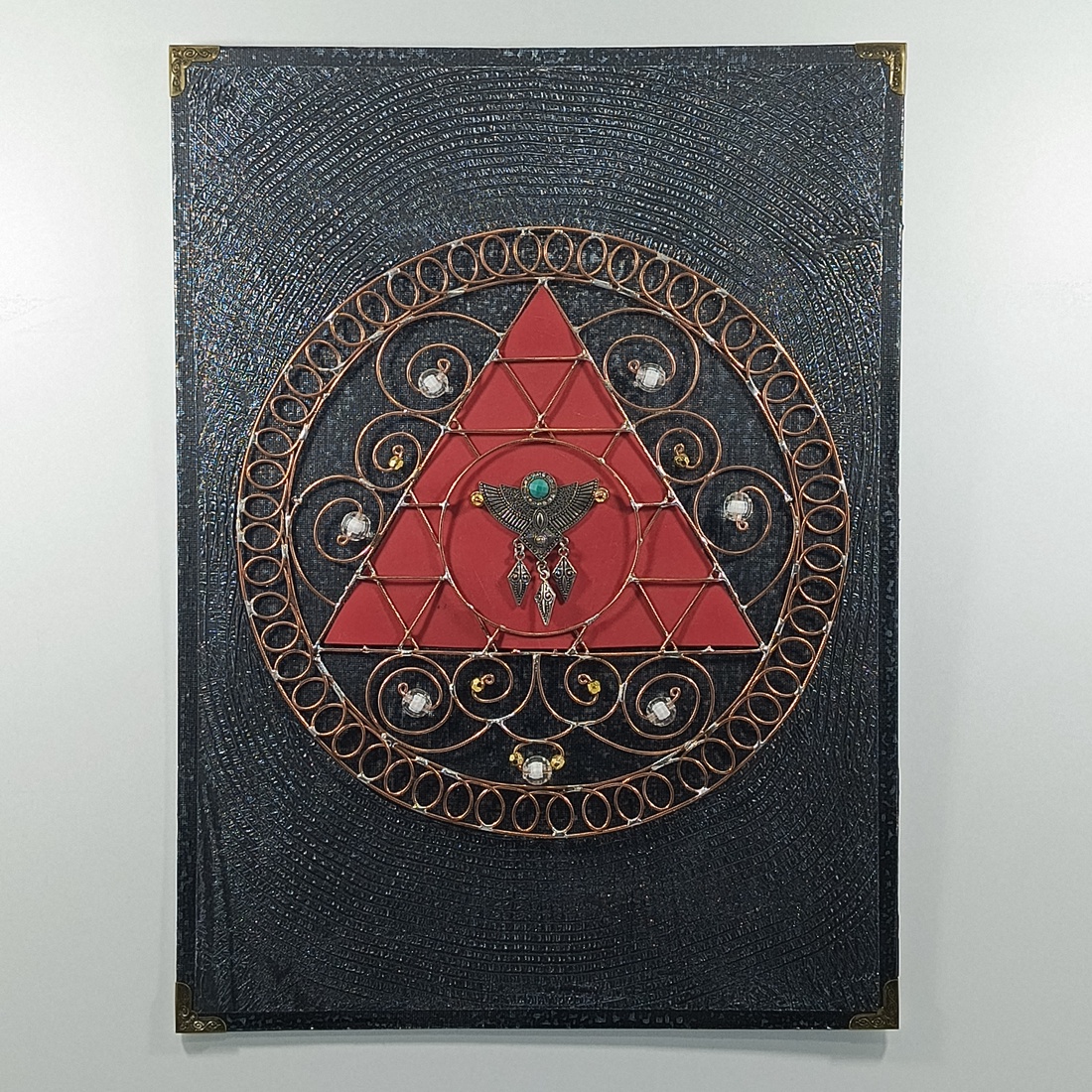 Mandala Aegipt metaloplastie cupru pe texturat - casă & stil de viață - accesorii pentru decorat casa - picturi murale - panouri și tablouri, panouri decorative - Artynos.ro