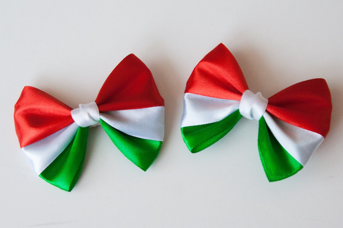 Clemă de păr cu panglică în culorile naționale - roșu/alb/verde - îmbrăcăminte și modă - accesorii păr - clemă de păr și ac de păr - Artynos.ro