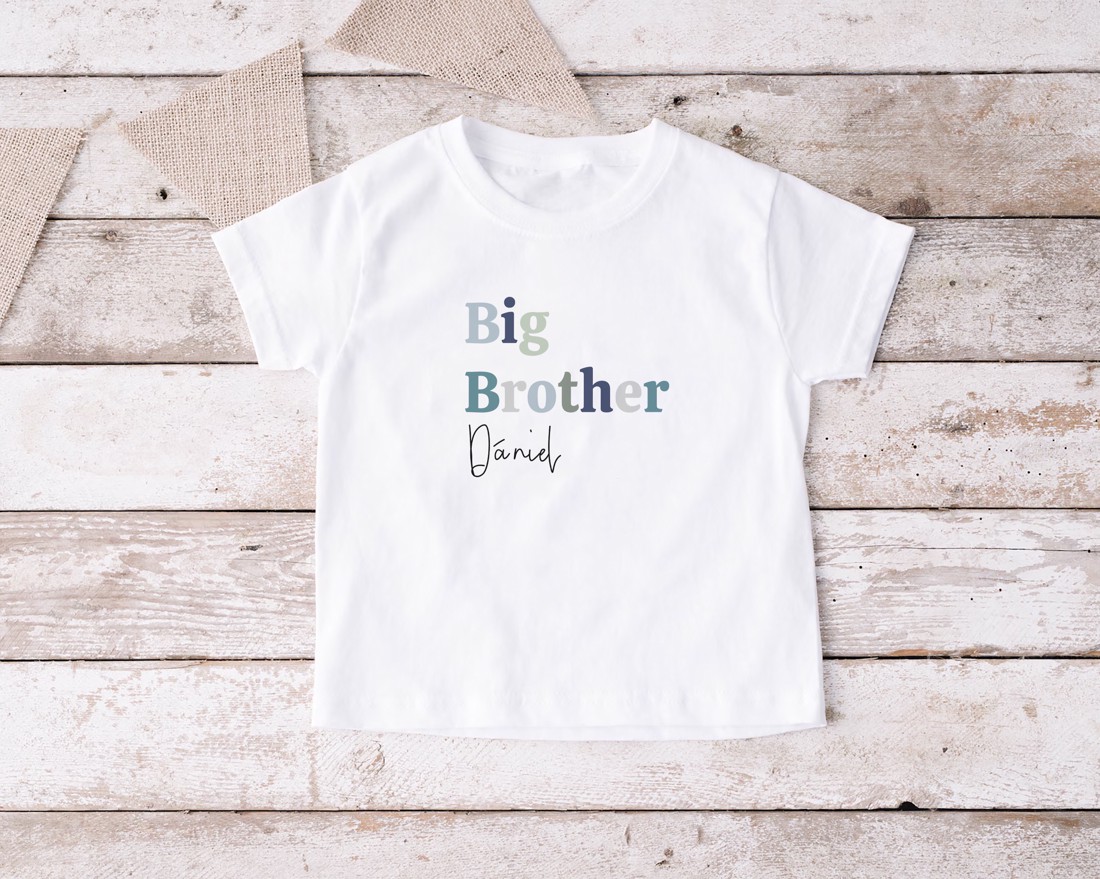 Fratele mai mare și fratele mai mic, corp de copil și tricou cu nume, set de frate și soră -  - Artynos.ro