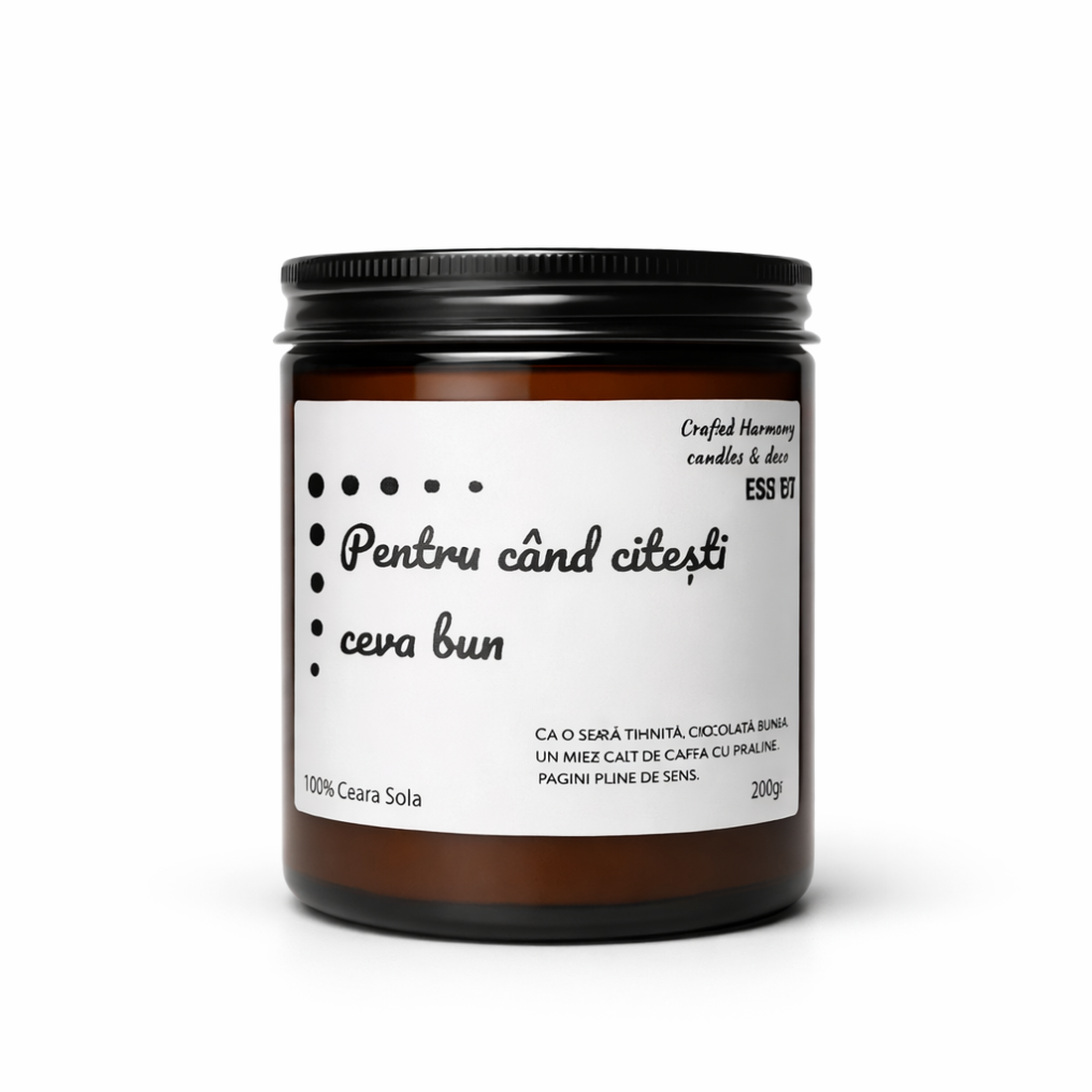 Lumanare parfumata 200g � Pentru cand citesti ceva bun - casă & stil de viață - lumânări, parfumuri, arome - lumânări artizanale - Artynos.ro