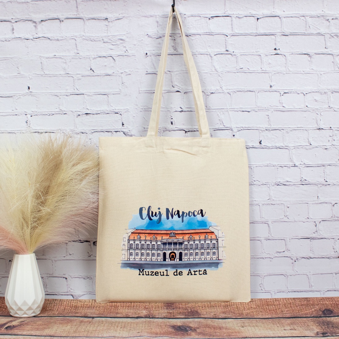 Sacosa din bumbac, suvenir, Muzeul de Arta, Cluj Napoca - genți și portofele - geantă pentru cumpărături - totebaguri - Artynos.ro