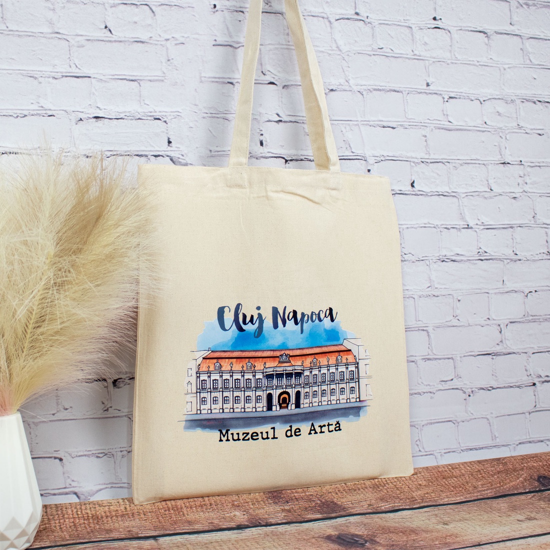 Sacosa din bumbac, suvenir, Muzeul de Arta, Cluj Napoca - genți și portofele - geantă pentru cumpărături - totebaguri - Artynos.ro