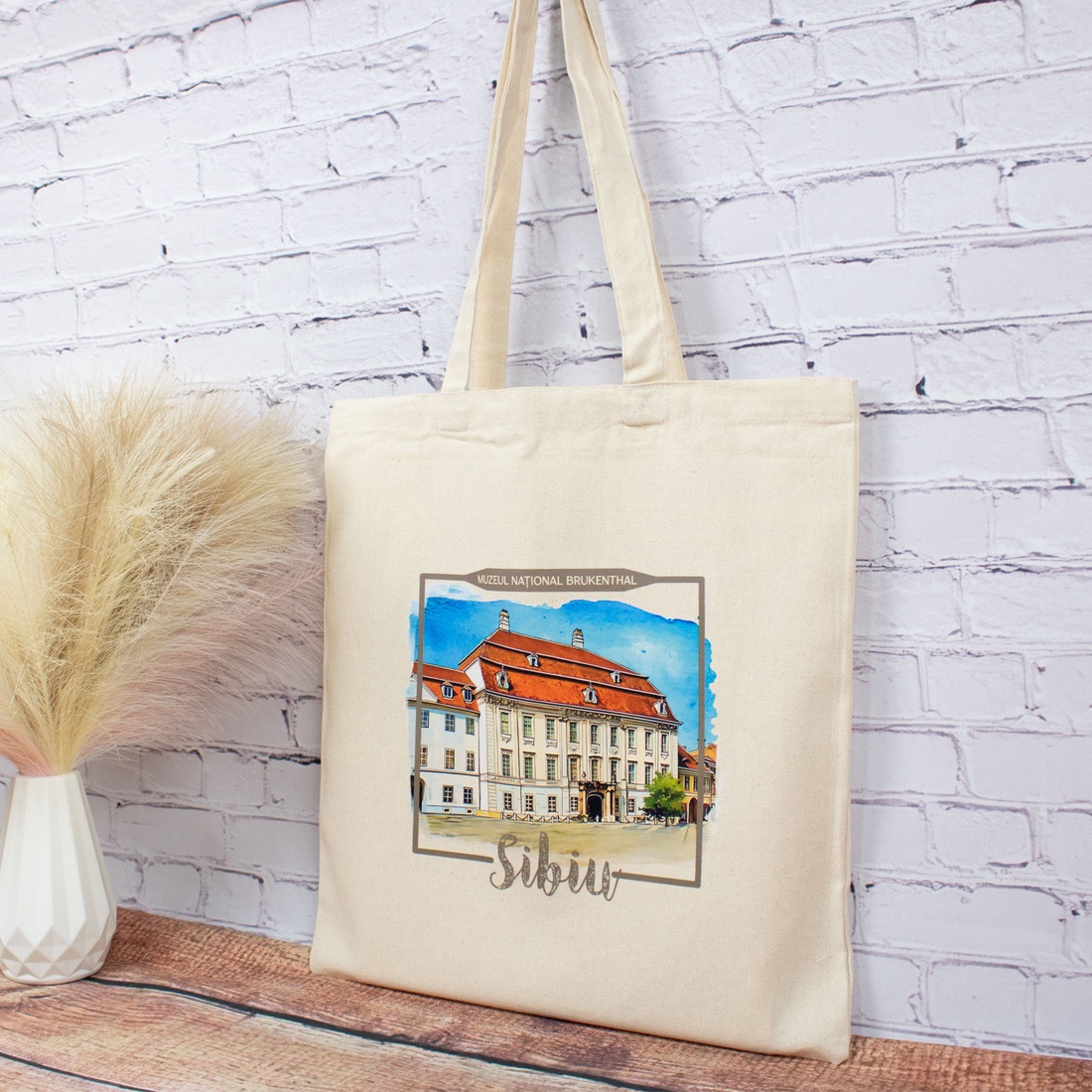 Sacosa din bumbac, suvenir, Muzeul National Brukenthal (Palatul Brukenthal), Sibiu - genți și portofele - geantă pentru cumpărături - totebaguri - Artynos.ro