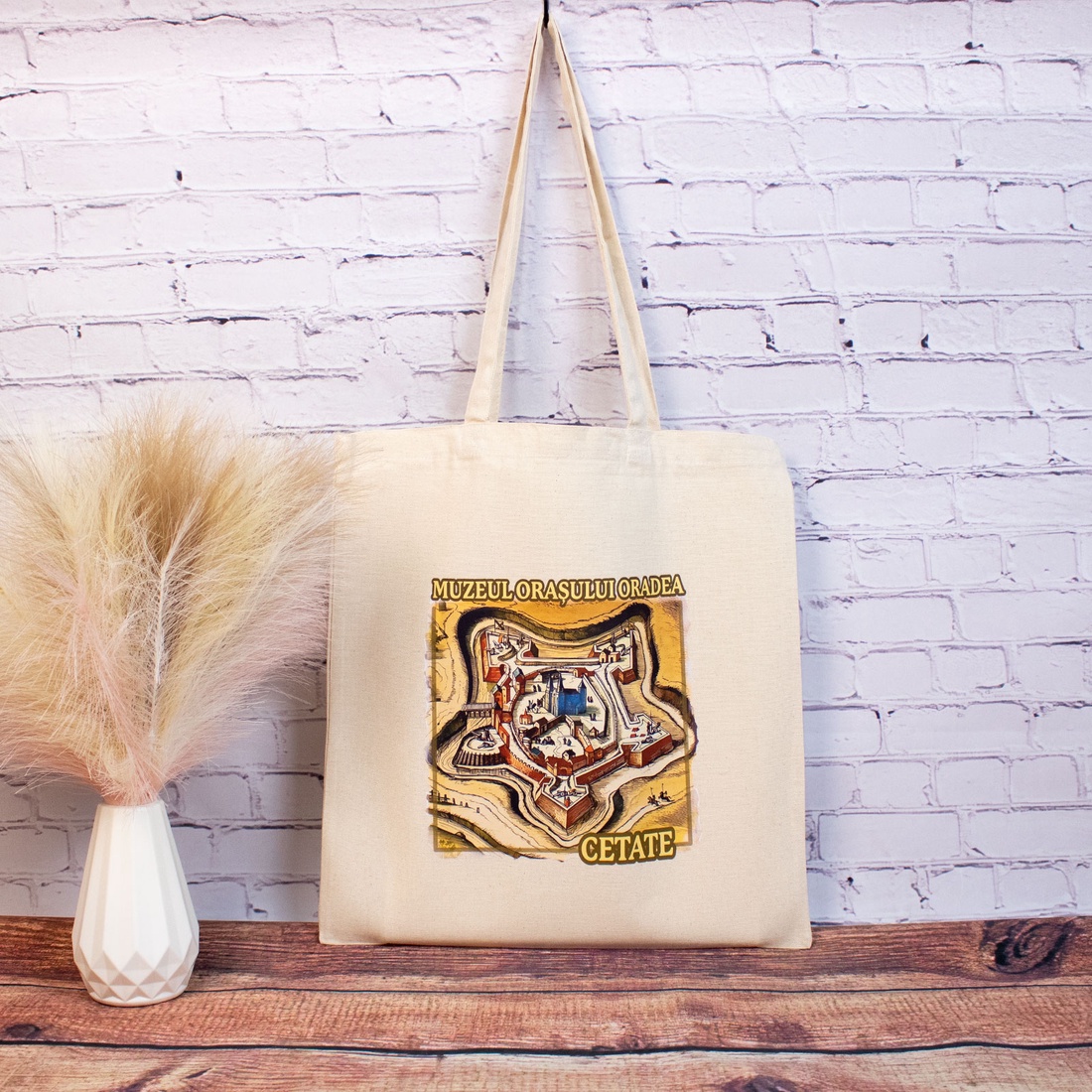 Sacosa din bumbac, suvenir, Muzeul Orasului Oradea, Cetatea Oradea - genți și portofele - geantă pentru cumpărături - totebaguri - Artynos.ro