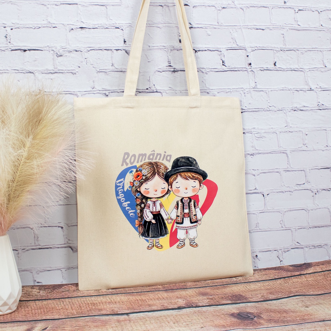 Sacosa din bumbac, suvenir, România noastră, în oameni simpli - genți și portofele - geantă pentru cumpărături - totebaguri - Artynos.ro