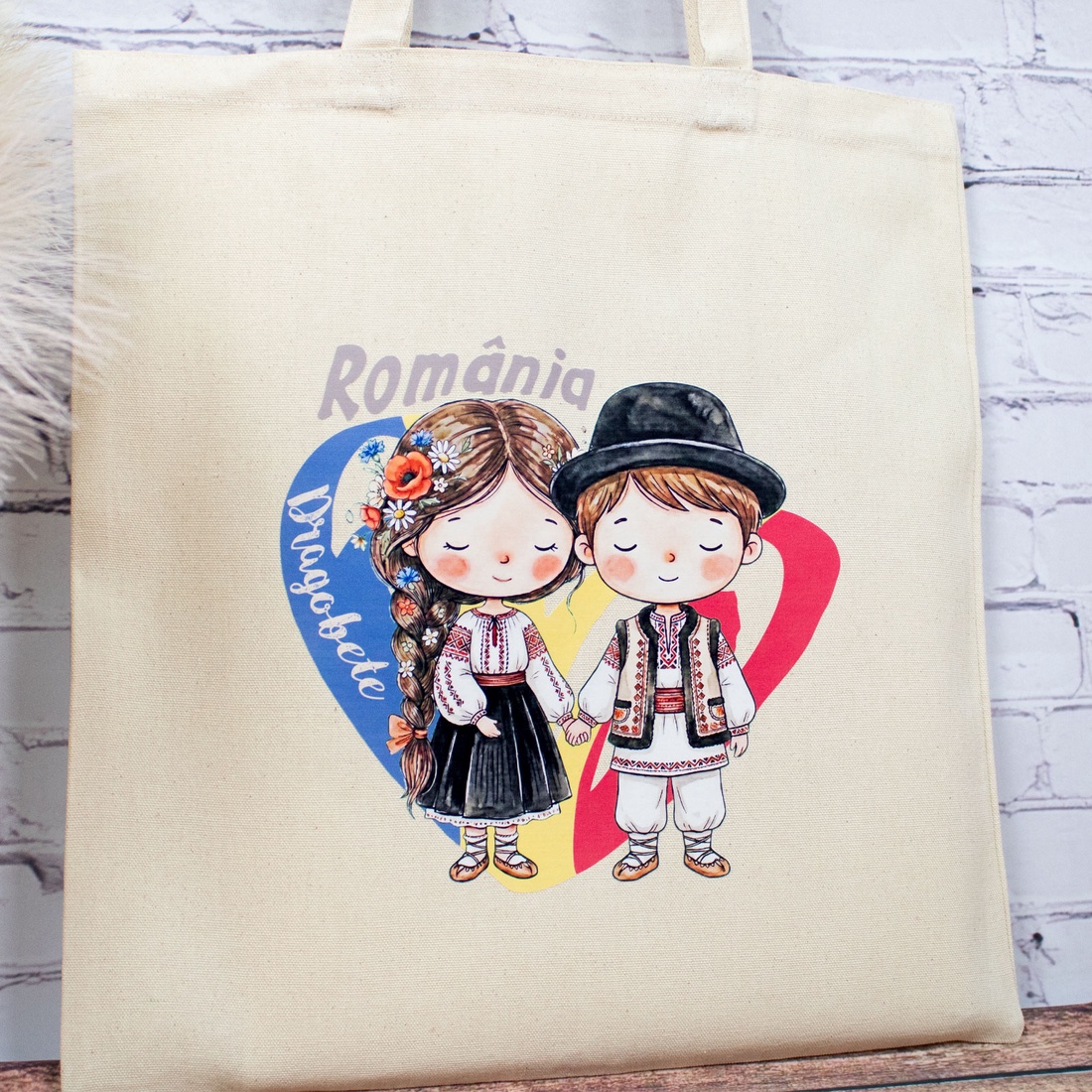 Sacosa din bumbac, suvenir, România noastră, în oameni simpli - genți și portofele - geantă pentru cumpărături - totebaguri - Artynos.ro
