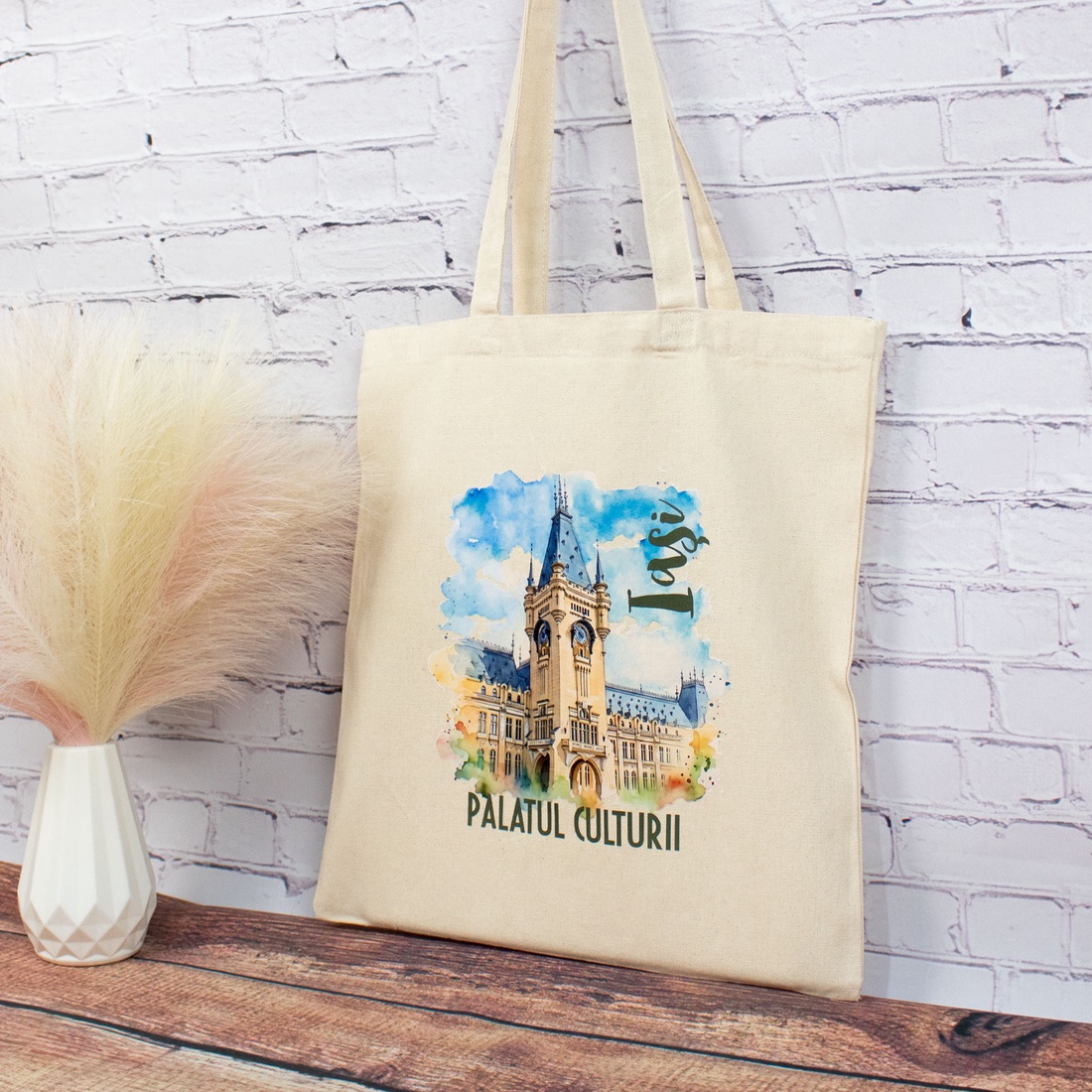 Sacosa din bumbac, suvenir, Palatul Culturii, Iasi - genți și portofele - geantă pentru cumpărături - totebaguri - Artynos.ro