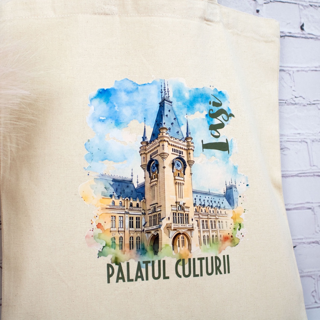 Sacosa din bumbac, suvenir, Palatul Culturii, Iasi - genți și portofele - geantă pentru cumpărături - totebaguri - Artynos.ro