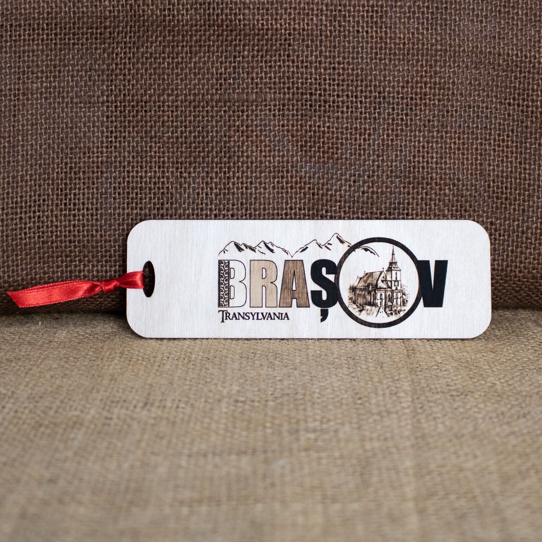 Semn de carte suvenir, din lemn, gravat, Brasov, Transylvania - cărți și creații cu tematică muzicală, cadouri - semn de carte - Artynos.ro