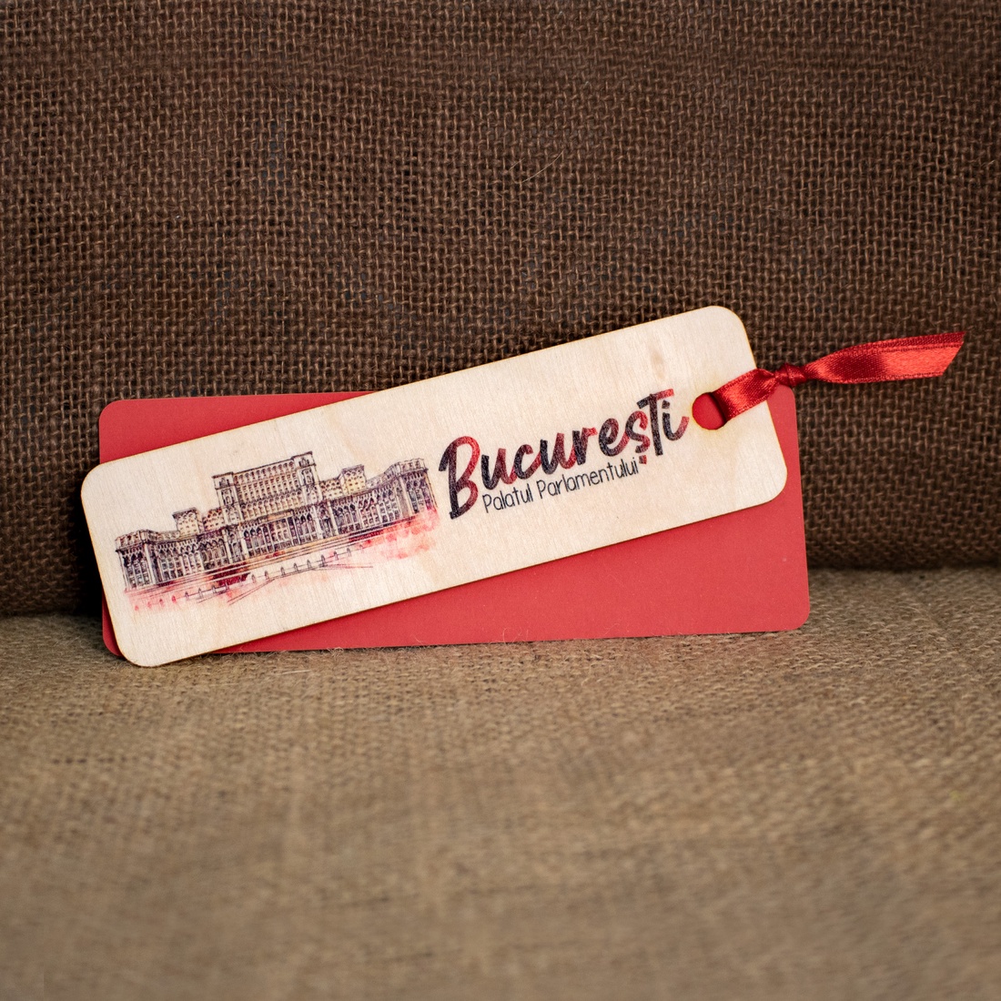 Semn De Carte suvenir, Din lemn, acuarela, vintage, Palatul Parlamentului, Bucuresti - cărți și creații cu tematică muzicală, cadouri - semn de carte - Artynos.ro