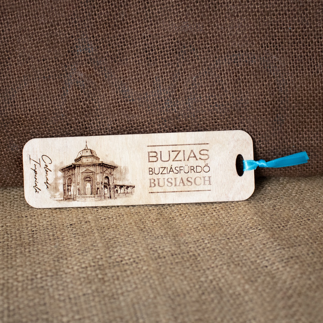 Semn de carte suvenir, din lemn, gravat, Colonada Imperiala Buzias - cărți și creații cu tematică muzicală, cadouri - semn de carte - Artynos.ro