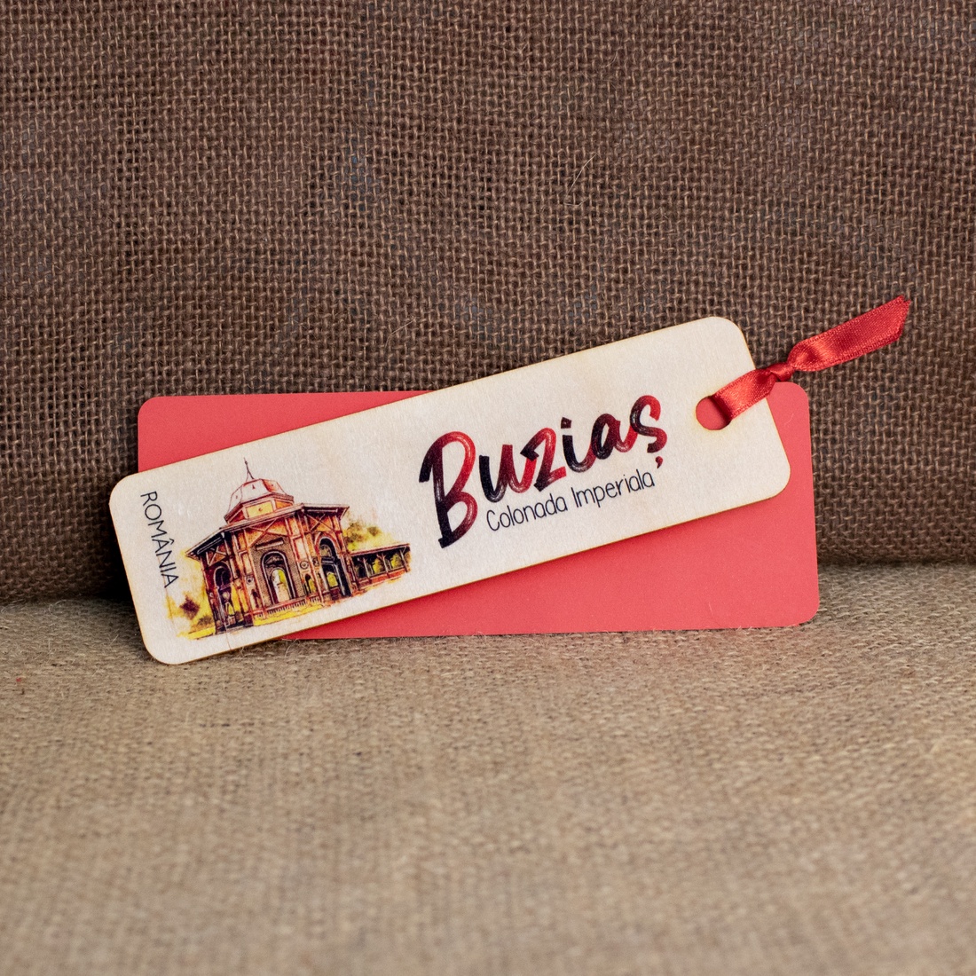 Semn de carte suvenir, din lemn, color, vintage, Colonada Imperiala Buzias - cărți și creații cu tematică muzicală, cadouri - semn de carte - Artynos.ro