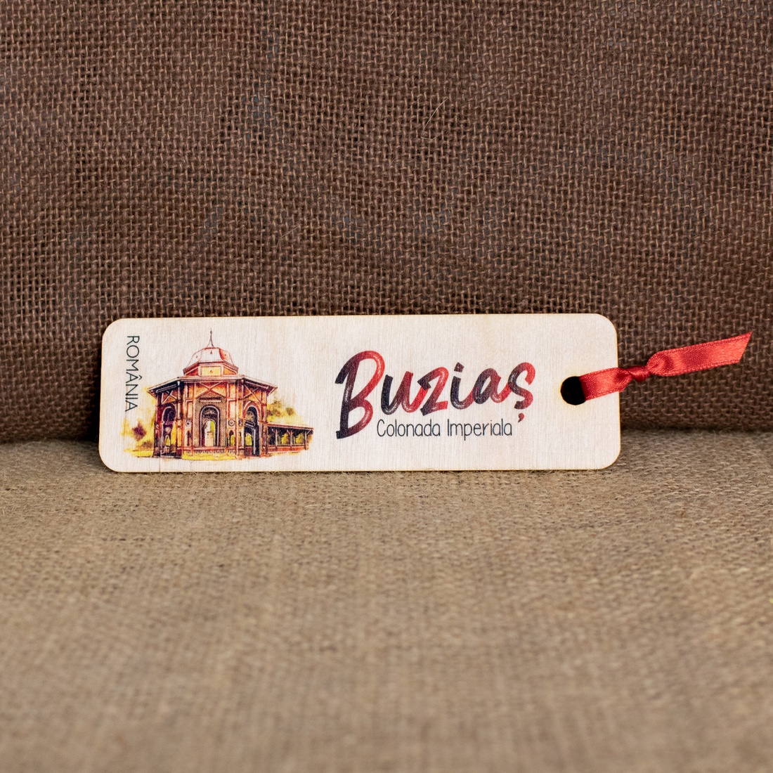 Semn de carte suvenir, din lemn, color, vintage, Colonada Imperiala Buzias - cărți și creații cu tematică muzicală, cadouri - semn de carte - Artynos.ro